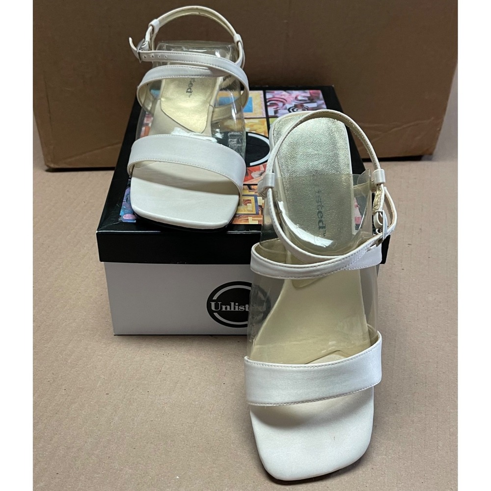 VintageUnlisted Kenneth Cole Women's 6.5 Bone Block‎ Heel Ankle Strappy Sandal